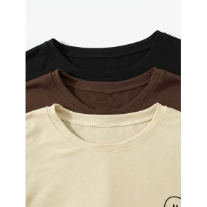 3 Packs Crew Neck Crop T-Shirts, Casual Short Sleeve Top For Spring & Summer, Women's Clothing