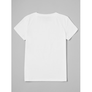 Letter & Graphic Print T-shirt, Casual Short Sleeve Crew Neck Top, Women's Clothing