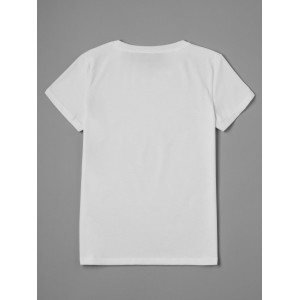 Portrait & Letter Print Crew Neck T-Shirt, Casual Short Sleeve Top For Spring & Summer, Women's Clothing