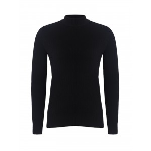 Solid Color Knit Pullover, Casual Mock Neck Long Sleeve Top For Fall & Winter, Women's Clothing