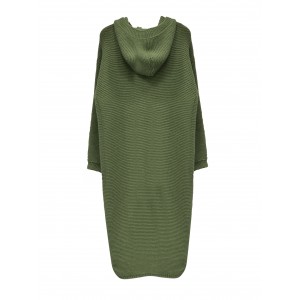 Solid Hooded Button Front Cardigan, Casual Long Sleeve Cardigan For Fall & Winter, Women's Clothing