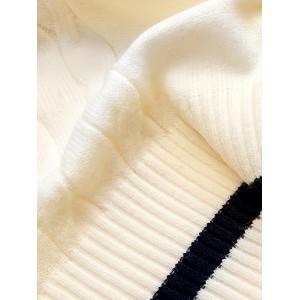 Badge Pattern V Neck Knitted Vest, Casual Sleeveless Preppy Style Sweater, Women's Clothing